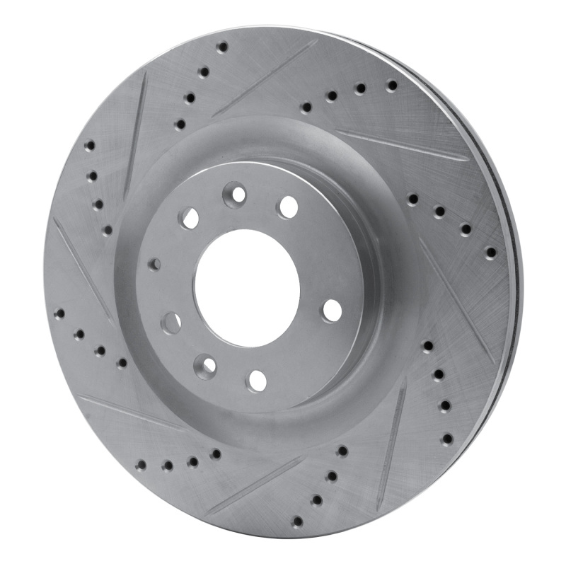 Mazda CX-9 Brake Rotor (1) - Front Left - R1 Concepts - Drilled & Slotted - Silver - `07-`15